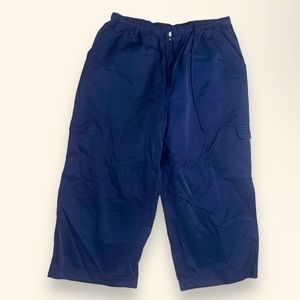 Nike Blue Athletic Wide Leg Cropped Cotton Nylon Pants| women | Size: L